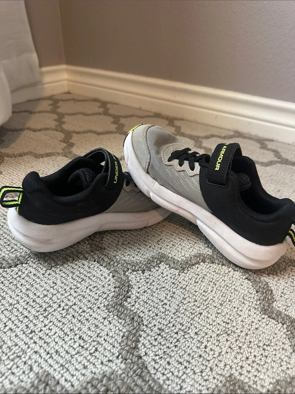 Under Armour Kids Gray and Neon Yellow Slip-On Athletic Sneakers